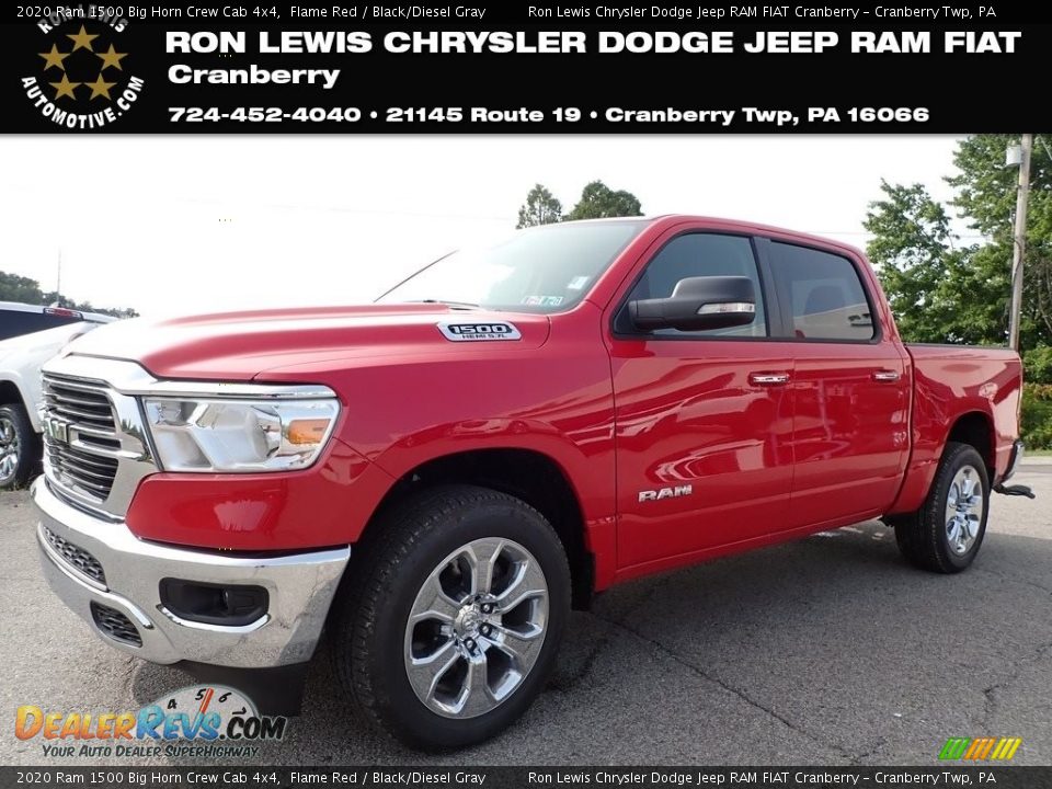 2020 Ram 1500 Big Horn Crew Cab 4x4 Flame Red / Black/Diesel Gray Photo #1