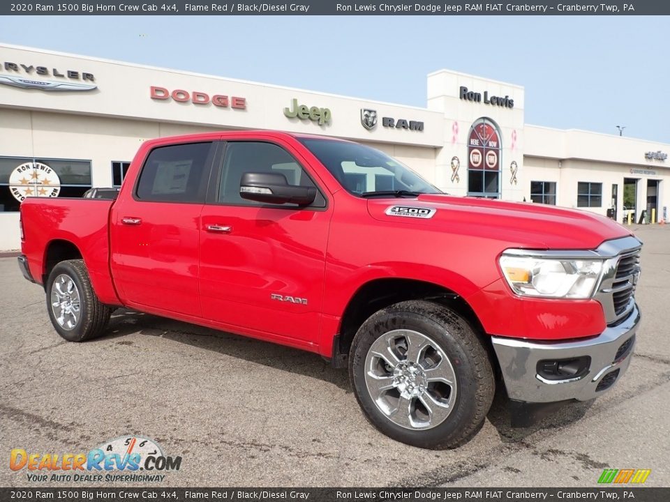 2020 Ram 1500 Big Horn Crew Cab 4x4 Flame Red / Black/Diesel Gray Photo #3