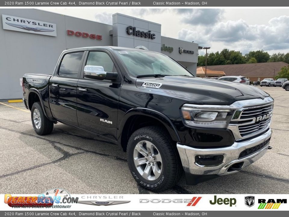 2020 Ram 1500 Laramie Crew Cab 4x4 Diamond Black Crystal Pearl / Black Photo #1