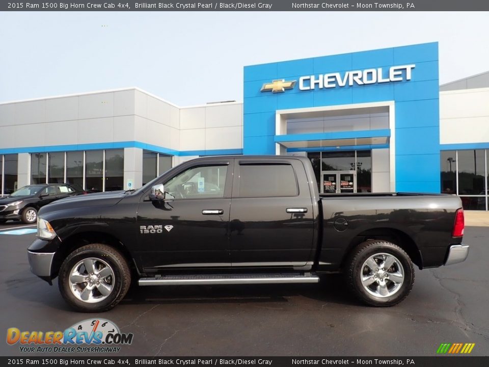 Brilliant Black Crystal Pearl 2015 Ram 1500 Big Horn Crew Cab 4x4 Photo #3