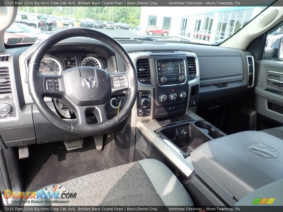 Black/Diesel Gray Interior - 2015 Ram 1500 Big Horn Crew Cab 4x4 Photo #21