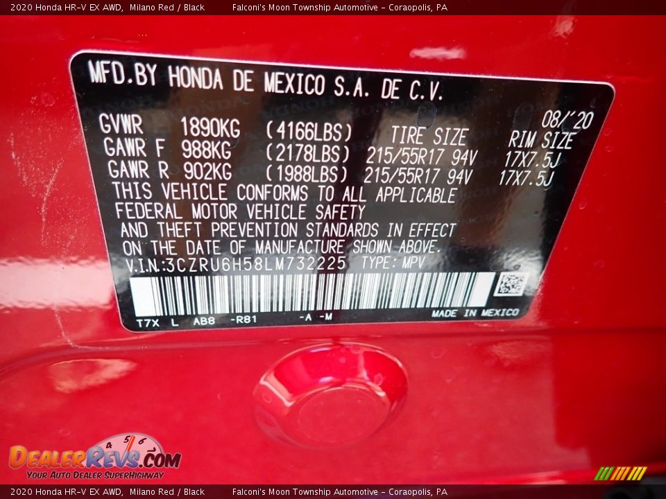 2020 Honda HR-V EX AWD Milano Red / Black Photo #11