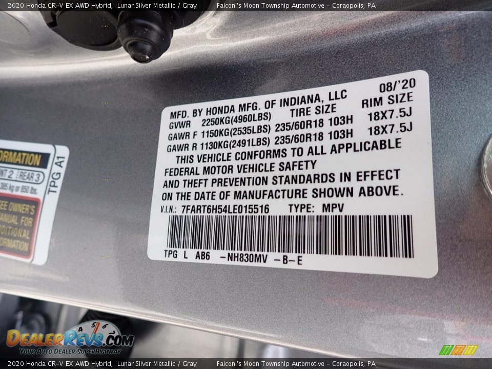 2020 Honda CR-V EX AWD Hybrid Lunar Silver Metallic / Gray Photo #12