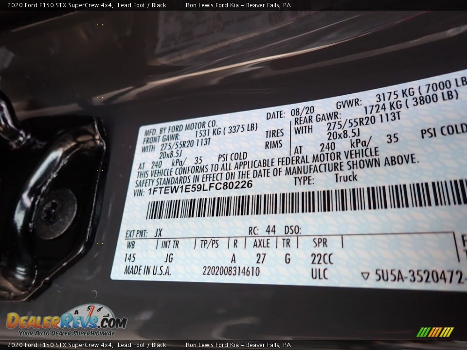 2020 Ford F150 STX SuperCrew 4x4 Lead Foot / Black Photo #14