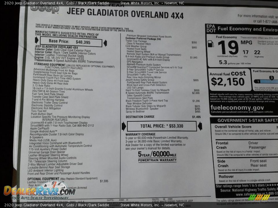 2020 Jeep Gladiator Overland 4x4 Gobi / Black/Dark Saddle Photo #30