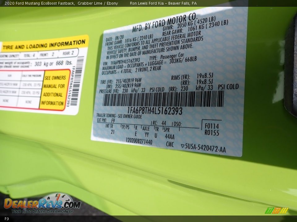 Ford Color Code F9 Grabber Lime
