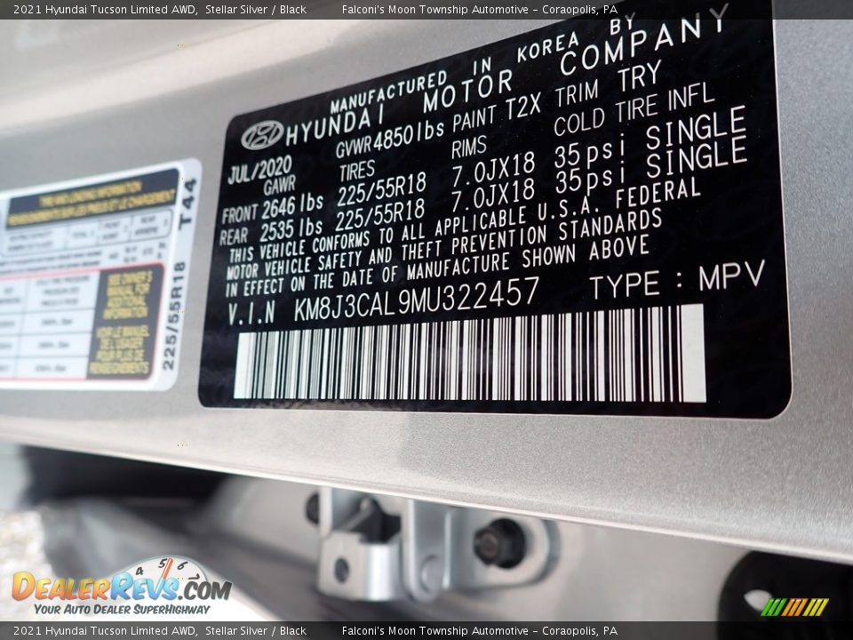 2021 Hyundai Tucson Limited AWD Stellar Silver / Black Photo #12