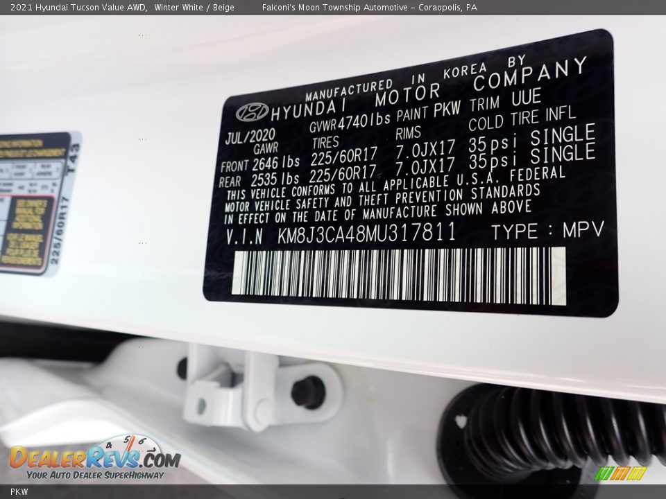Hyundai Color Code PKW Winter White