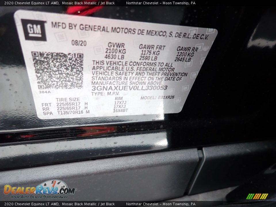 2020 Chevrolet Equinox LT AWD Mosaic Black Metallic / Jet Black Photo #13