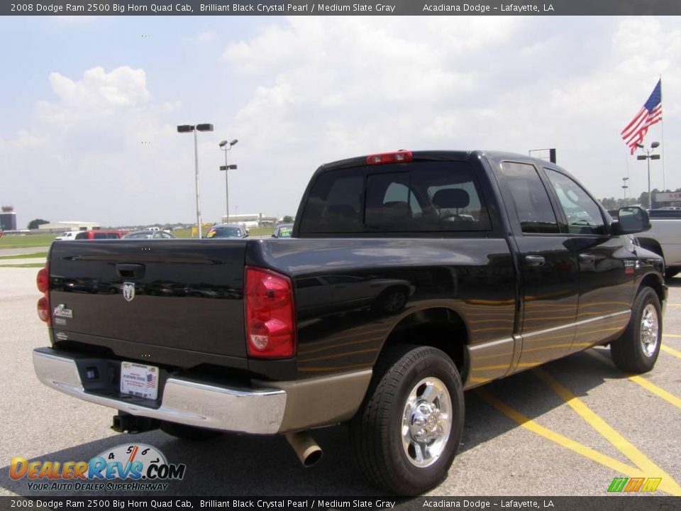 2008 Dodge Ram 2500 Big Horn Quad Cab Brilliant Black Crystal Pearl / Medium Slate Gray Photo #3