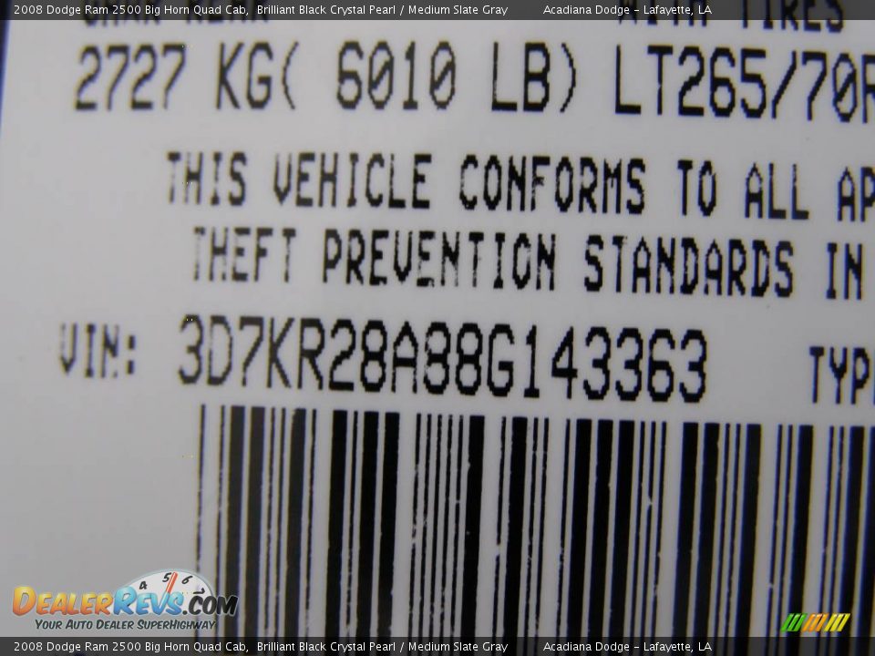 2008 Dodge Ram 2500 Big Horn Quad Cab Brilliant Black Crystal Pearl / Medium Slate Gray Photo #13