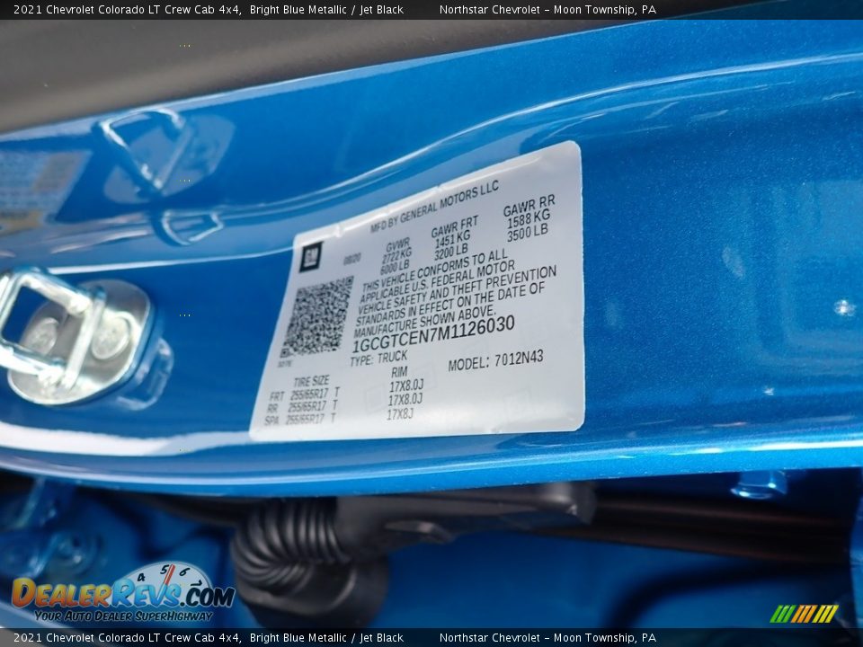 2021 Chevrolet Colorado LT Crew Cab 4x4 Bright Blue Metallic / Jet Black Photo #16