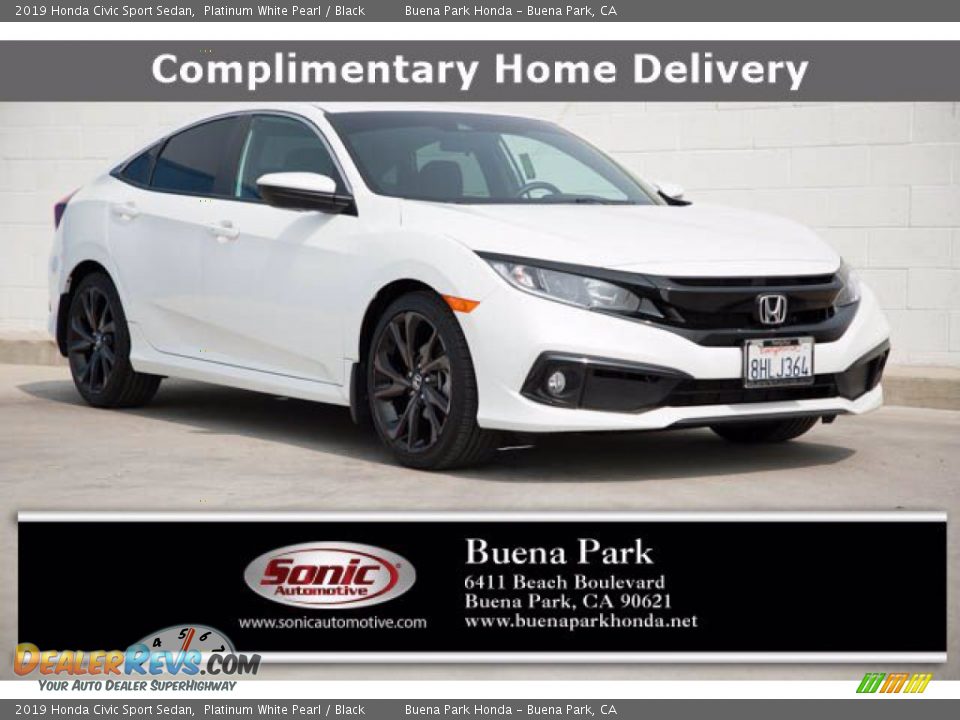 2019 Honda Civic Sport Sedan Platinum White Pearl / Black Photo #1