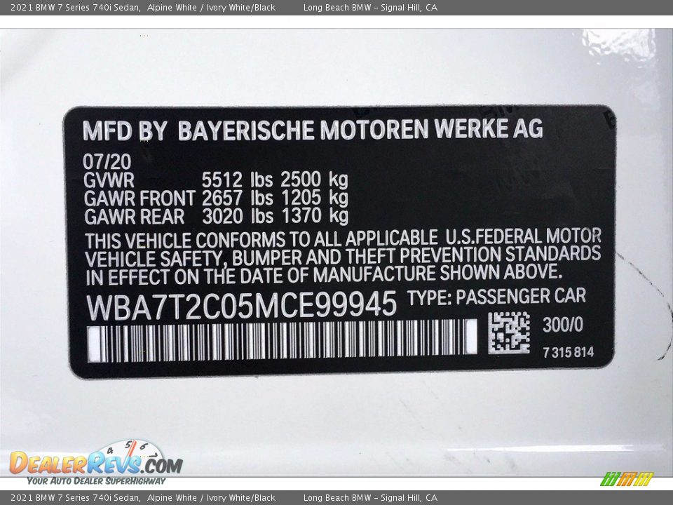 2021 BMW 7 Series 740i Sedan Alpine White / Ivory White/Black Photo #18