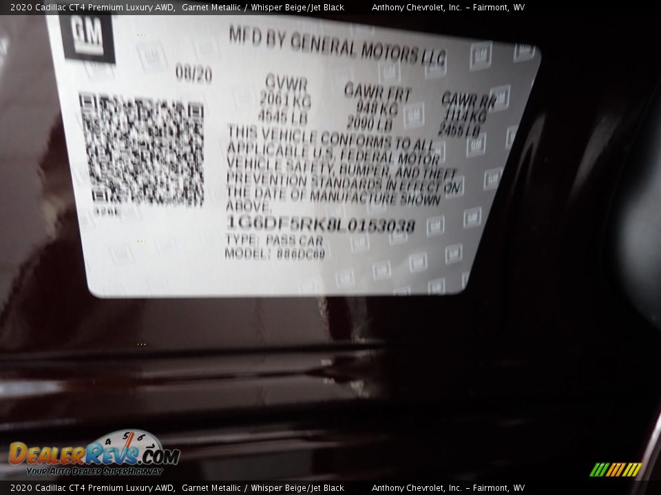 2020 Cadillac CT4 Premium Luxury AWD Garnet Metallic / Whisper Beige/Jet Black Photo #16