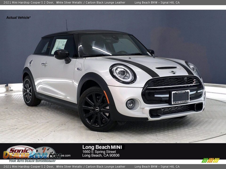 2021 Mini Hardtop Cooper S 2 Door White Silver Metallic / Carbon Black Lounge Leather Photo #1