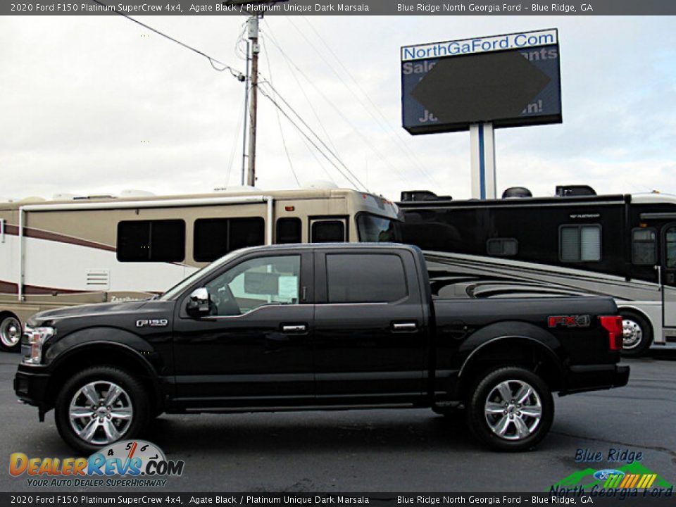 2020 Ford F150 Platinum SuperCrew 4x4 Agate Black / Platinum Unique Dark Marsala Photo #2