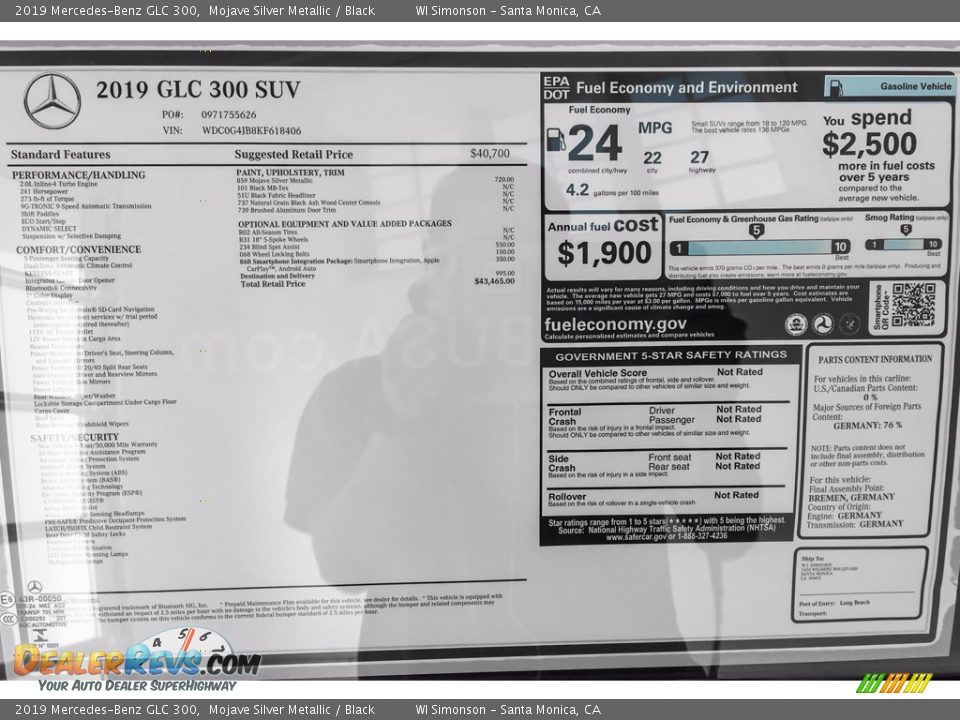 2019 Mercedes-Benz GLC 300 Mojave Silver Metallic / Black Photo #20