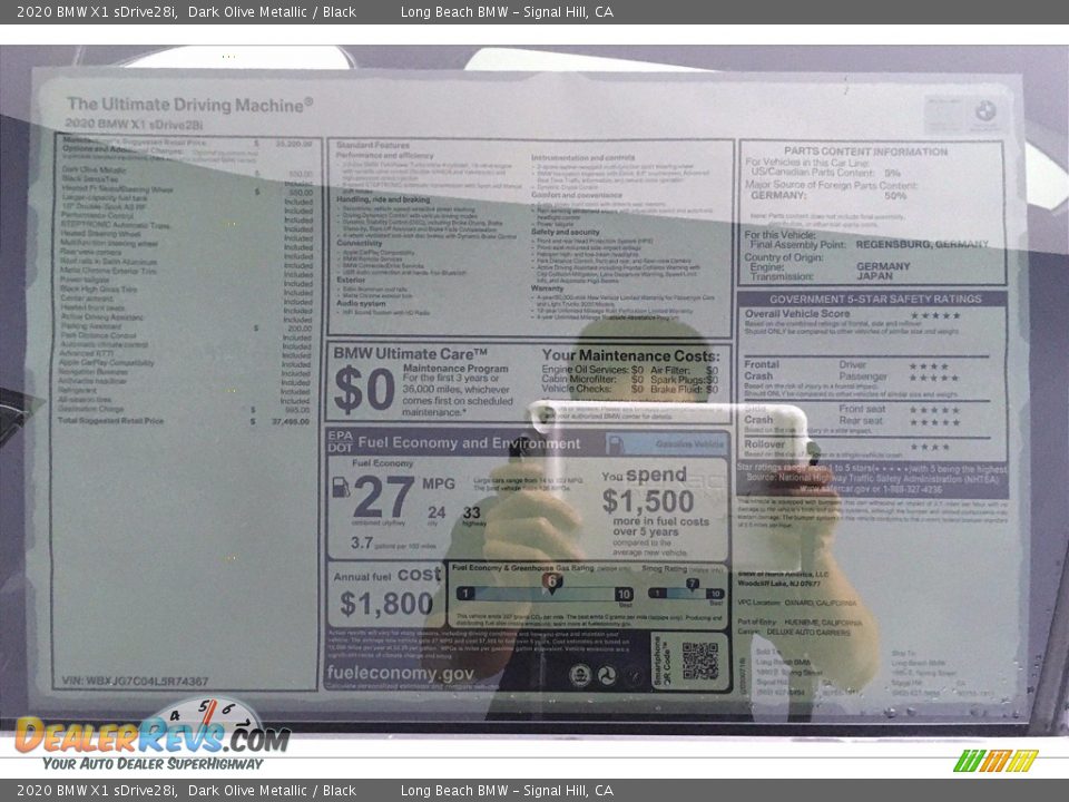 2020 BMW X1 sDrive28i Dark Olive Metallic / Black Photo #17