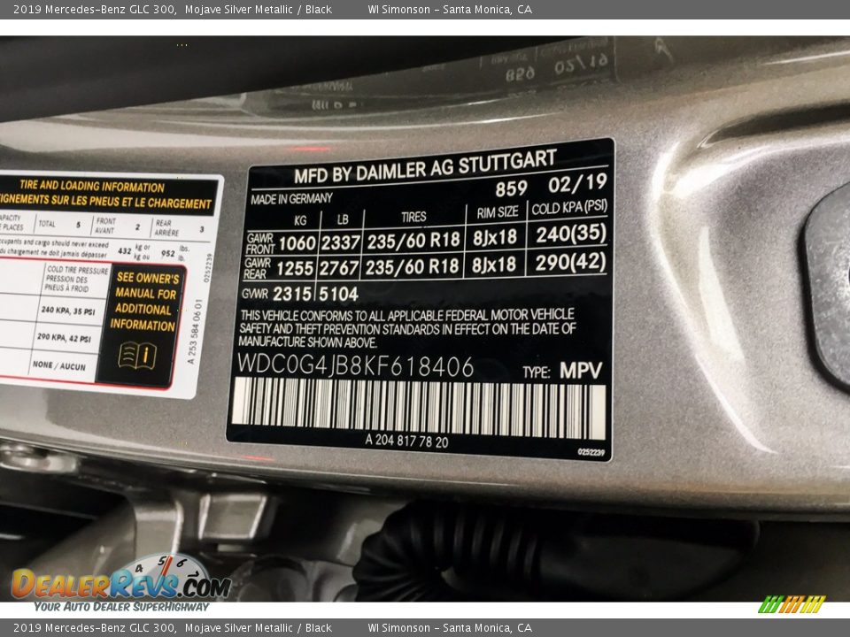 2019 Mercedes-Benz GLC 300 Mojave Silver Metallic / Black Photo #22