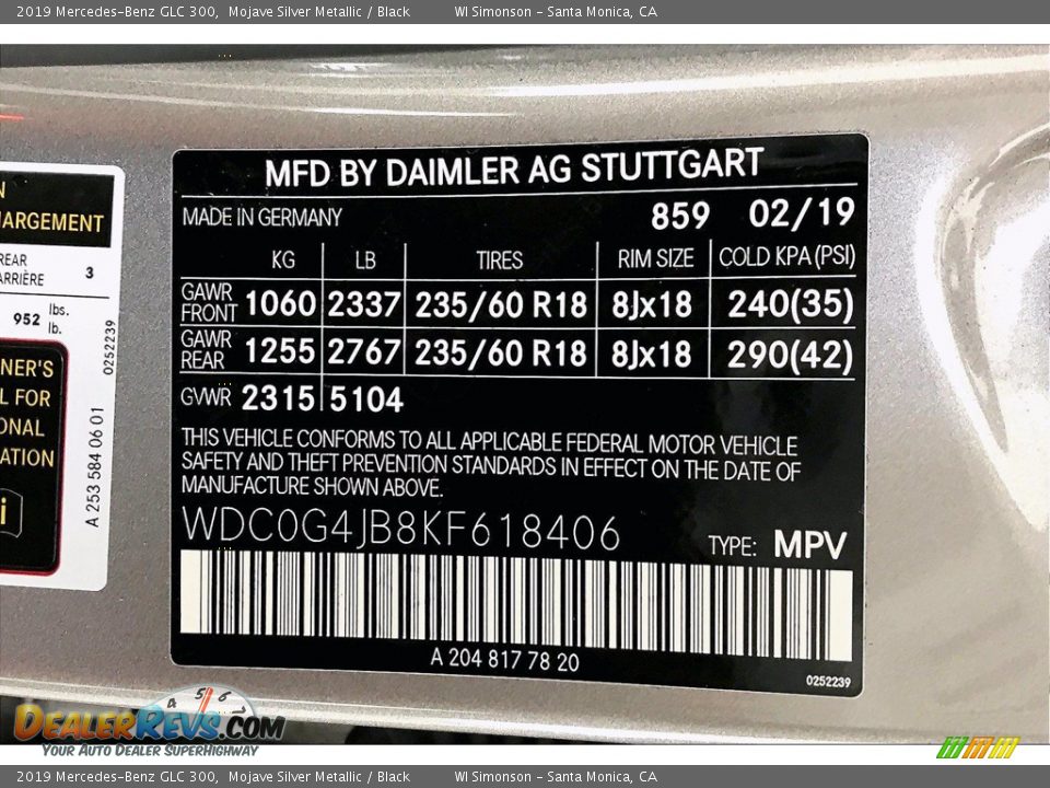 2019 Mercedes-Benz GLC 300 Mojave Silver Metallic / Black Photo #36