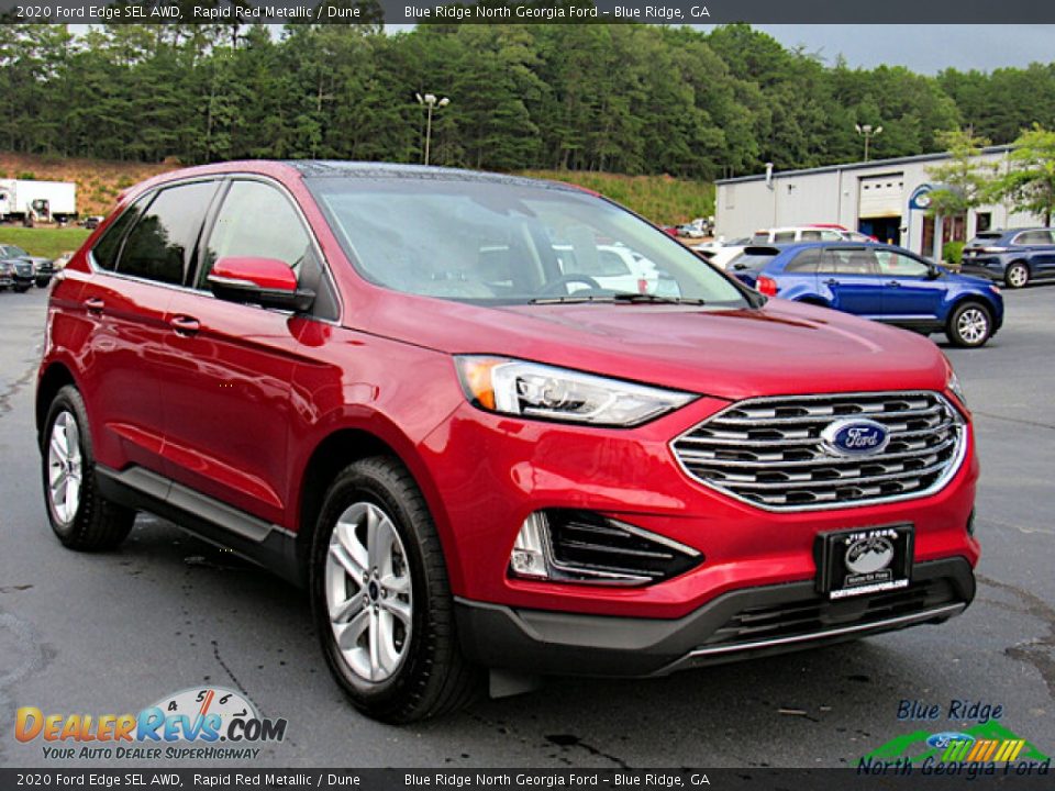 2020 Ford Edge SEL AWD Rapid Red Metallic / Dune Photo #7