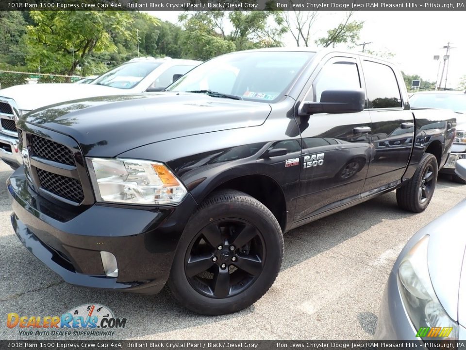 2018 Ram 1500 Express Crew Cab 4x4 Brilliant Black Crystal Pearl / Black/Diesel Gray Photo #1