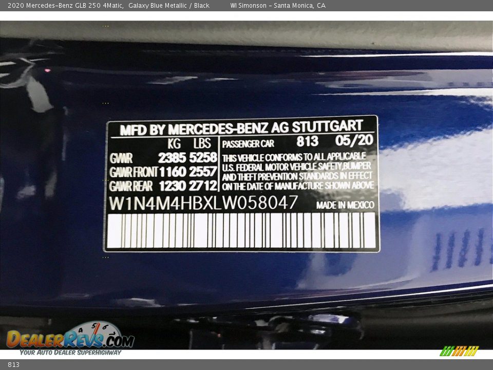 Mercedes-Benz Color Code 813 Galaxy Blue Metallic