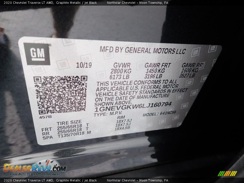 2020 Chevrolet Traverse LT AWD Graphite Metallic / Jet Black Photo #18