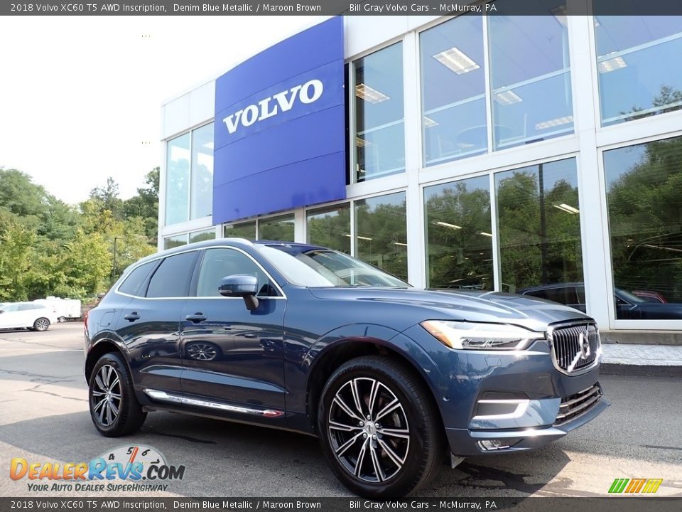 2018 Volvo XC60 T5 AWD Inscription Denim Blue Metallic / Maroon Brown Photo #1