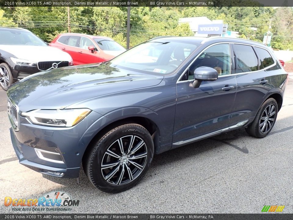 2018 Volvo XC60 T5 AWD Inscription Denim Blue Metallic / Maroon Brown Photo #8
