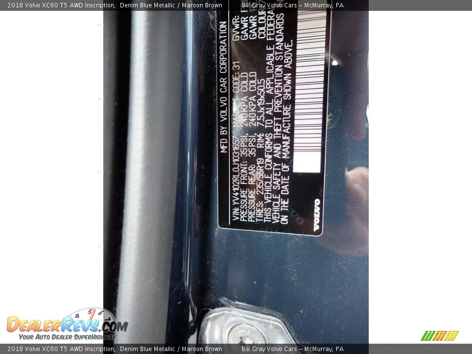 2018 Volvo XC60 T5 AWD Inscription Denim Blue Metallic / Maroon Brown Photo #16