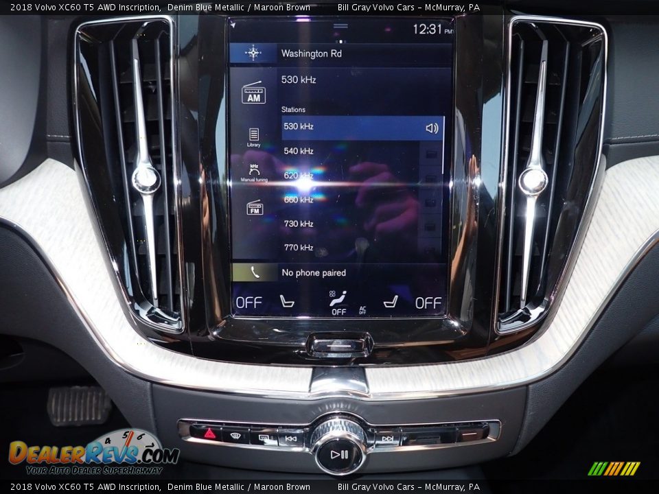 2018 Volvo XC60 T5 AWD Inscription Denim Blue Metallic / Maroon Brown Photo #24