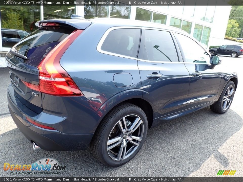 2021 Volvo XC60 T5 AWD Momentum Denim Blue Metallic / Blonde/Charcoal Photo #2
