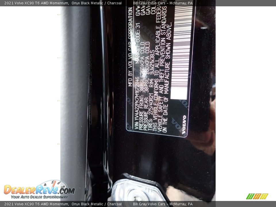 2021 Volvo XC90 T6 AWD Momentum Onyx Black Metallic / Charcoal Photo #11