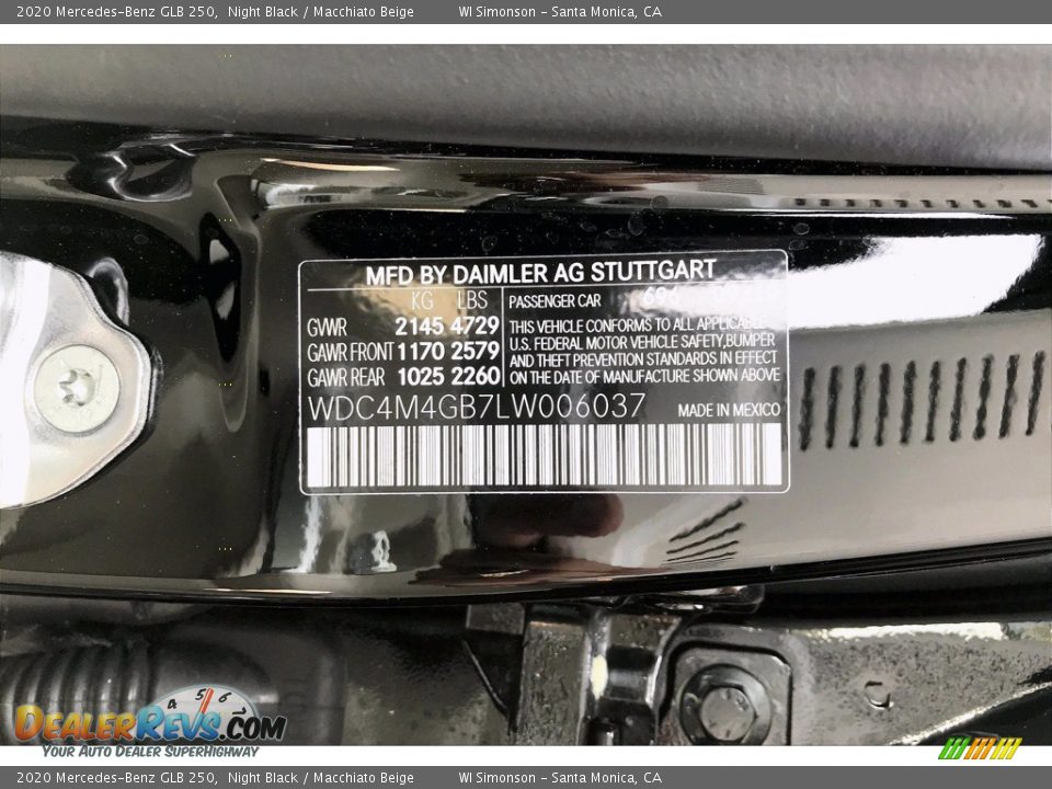 2020 Mercedes-Benz GLB 250 Night Black / Macchiato Beige Photo #12