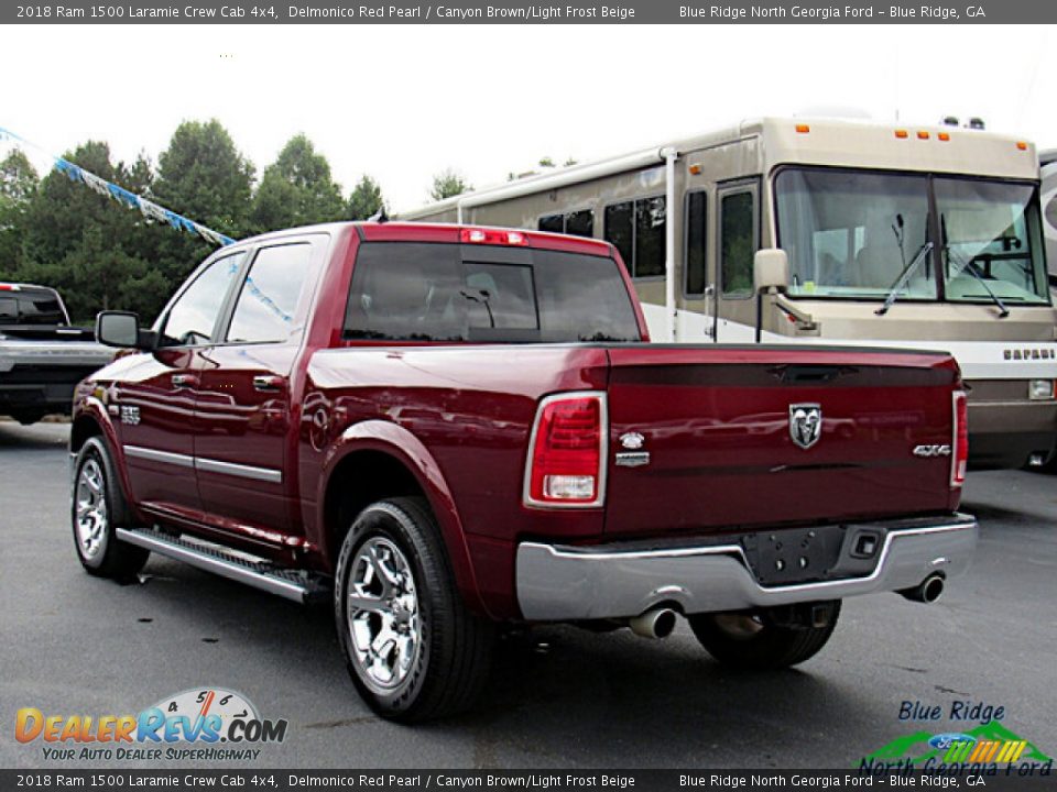 2018 Ram 1500 Laramie Crew Cab 4x4 Delmonico Red Pearl / Canyon Brown/Light Frost Beige Photo #3