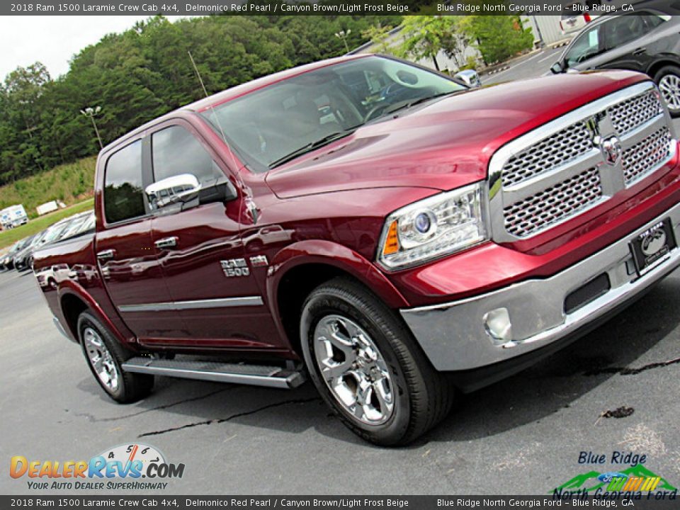 2018 Ram 1500 Laramie Crew Cab 4x4 Delmonico Red Pearl / Canyon Brown/Light Frost Beige Photo #28