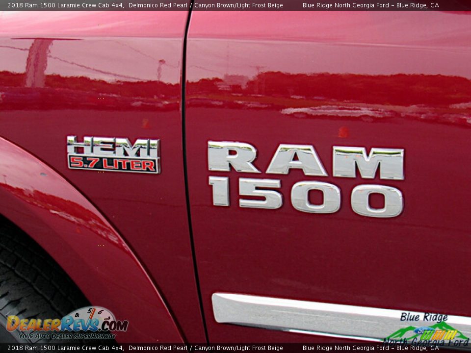 2018 Ram 1500 Laramie Crew Cab 4x4 Delmonico Red Pearl / Canyon Brown/Light Frost Beige Photo #32