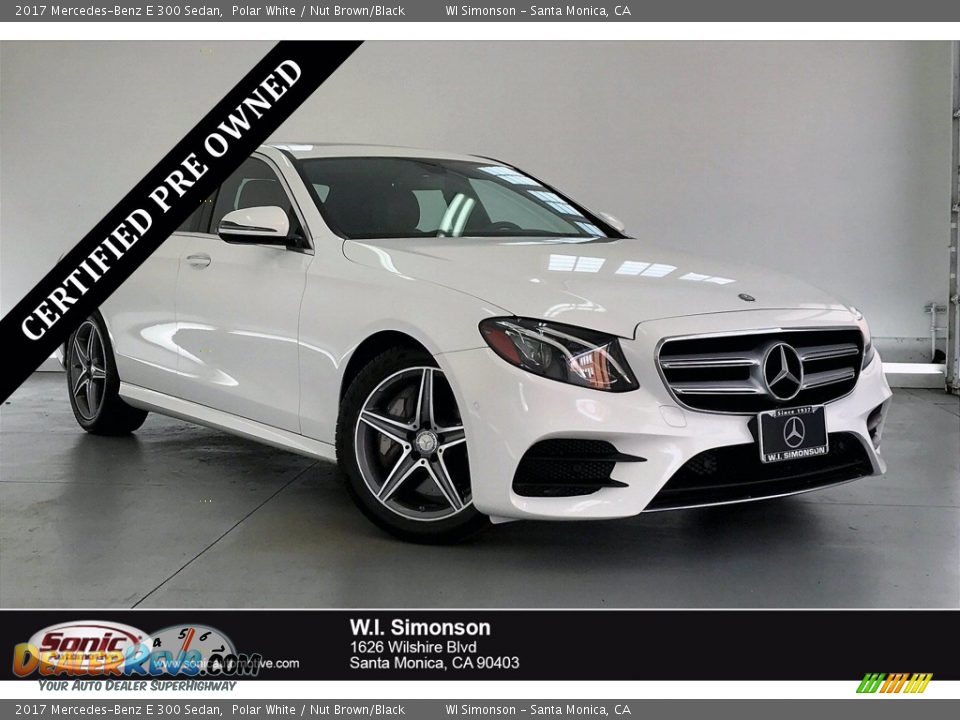 2017 Mercedes-Benz E 300 Sedan Polar White / Nut Brown/Black Photo #1