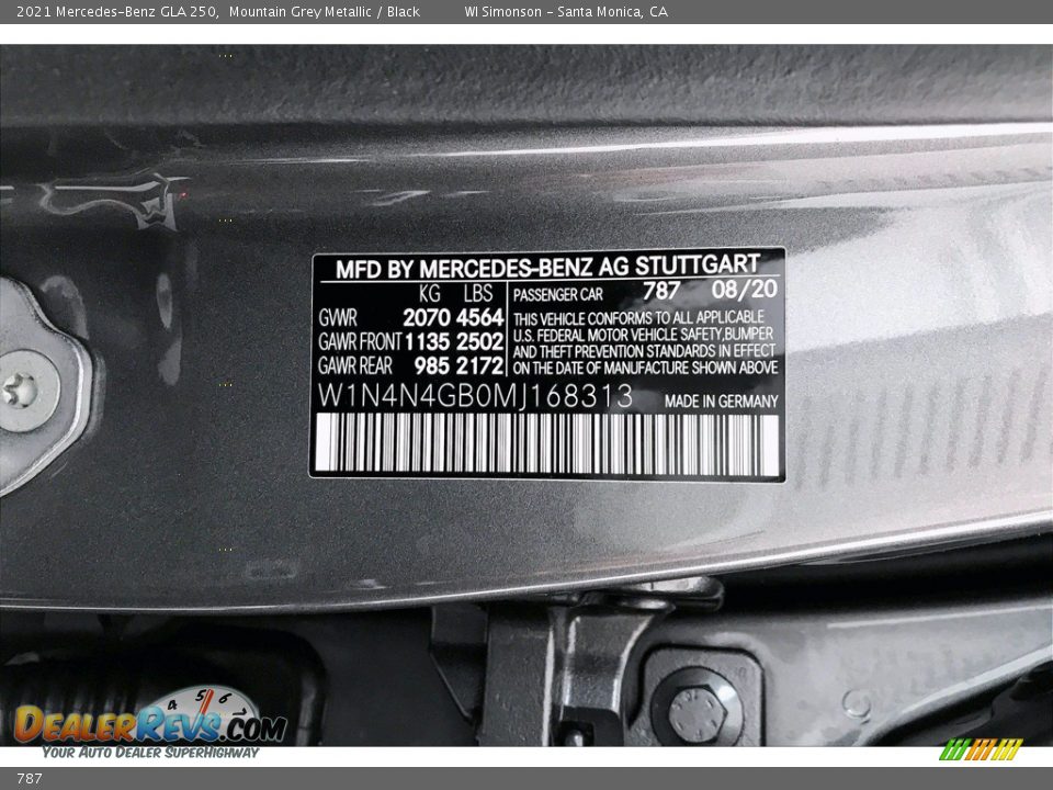 Mercedes-Benz Color Code 787 Mountain Grey Metallic