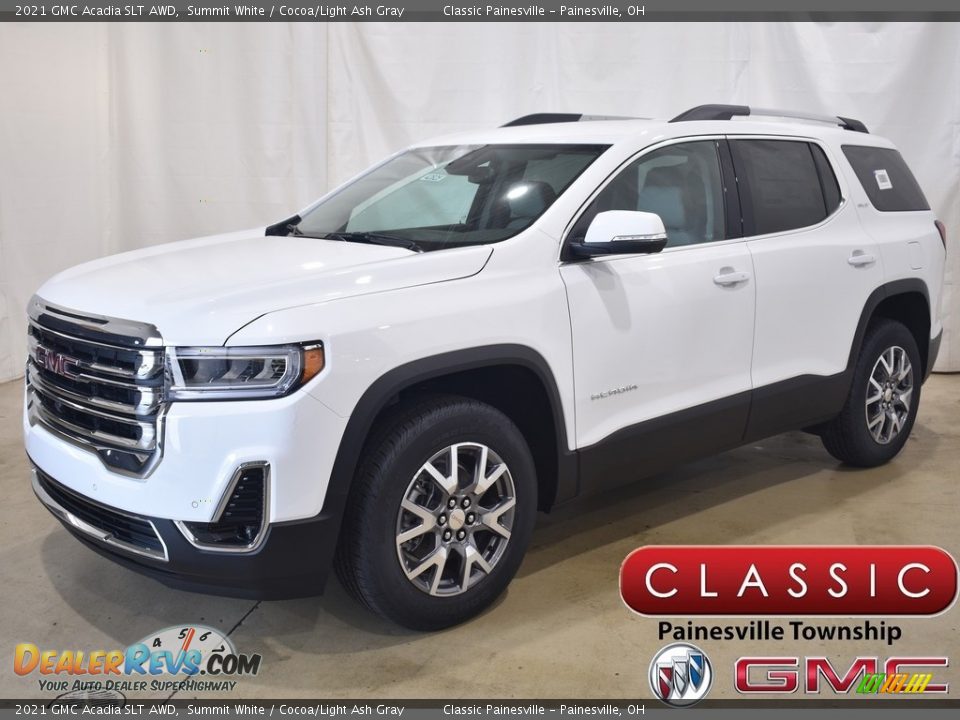 2021 GMC Acadia SLT AWD Summit White / Cocoa/Light Ash Gray Photo #1