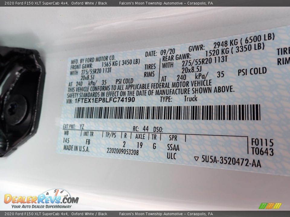 2020 Ford F150 XLT SuperCab 4x4 Oxford White / Black Photo #9