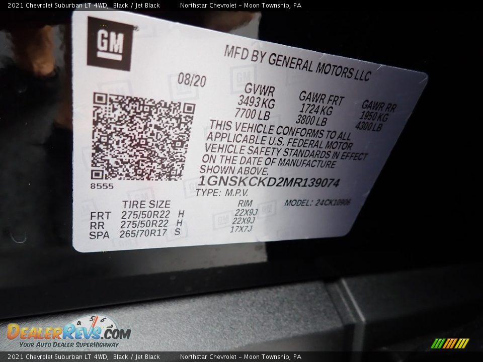 2021 Chevrolet Suburban LT 4WD Black / Jet Black Photo #17