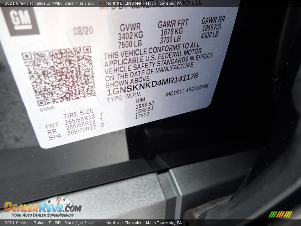 2021 Chevrolet Tahoe LT 4WD Black / Jet Black Photo #15