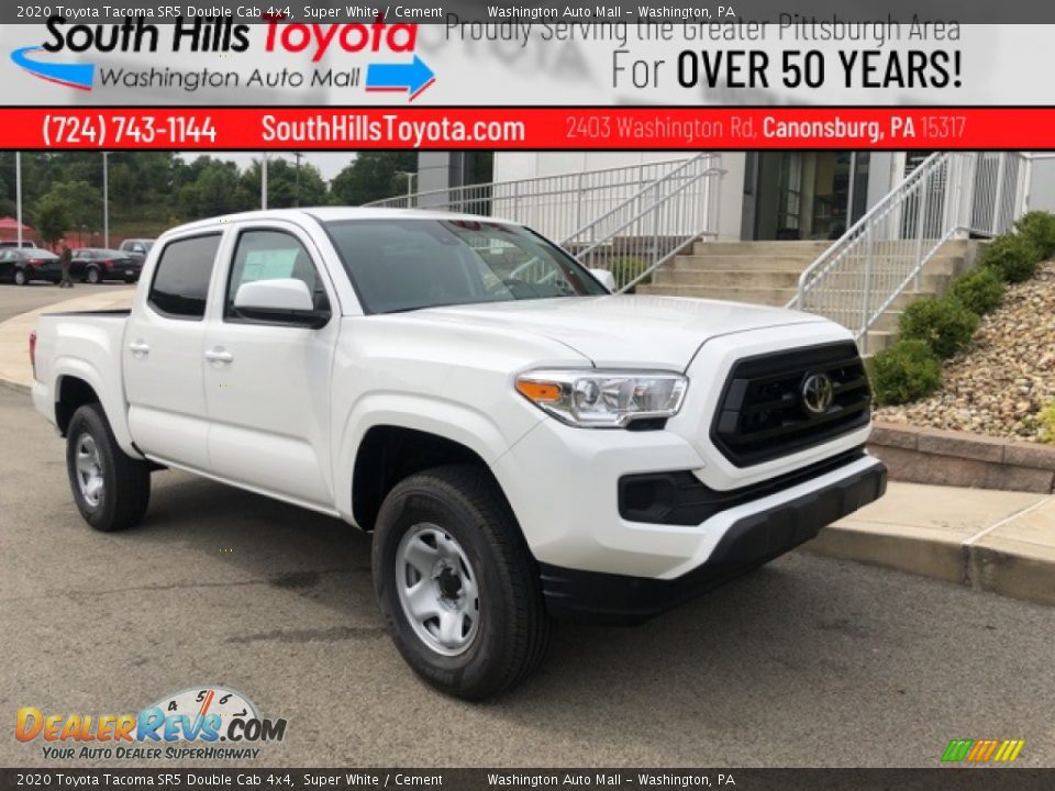 2020 Toyota Tacoma SR5 Double Cab 4x4 Super White / Cement Photo #1