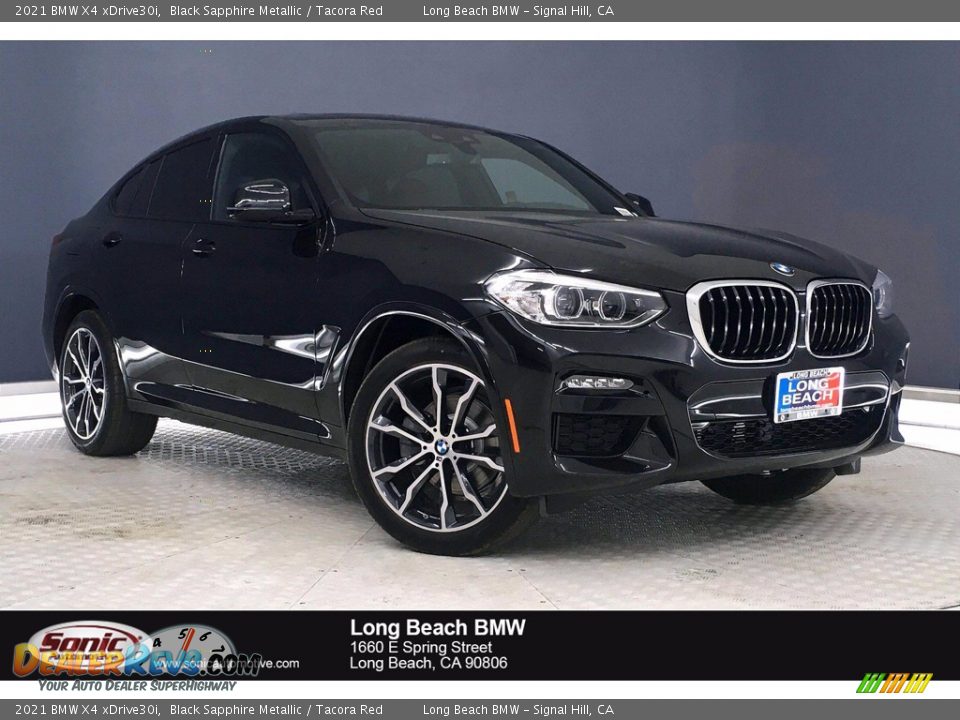 2021 BMW X4 xDrive30i Black Sapphire Metallic / Tacora Red Photo #1