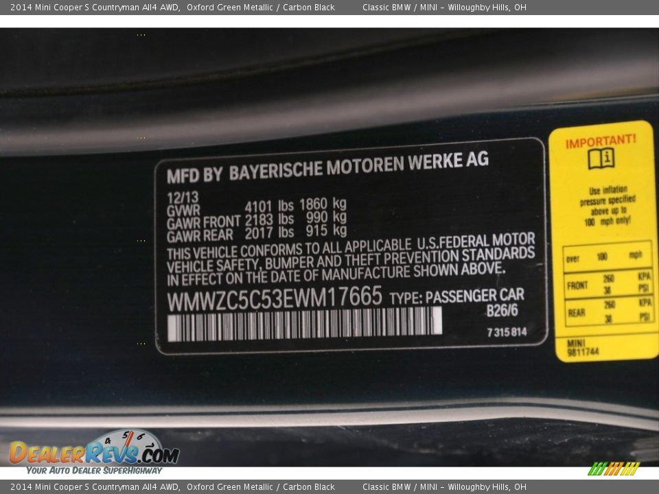 2014 Mini Cooper S Countryman All4 AWD Oxford Green Metallic / Carbon Black Photo #29