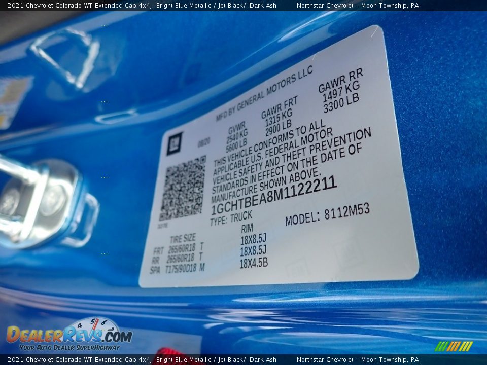 2021 Chevrolet Colorado WT Extended Cab 4x4 Bright Blue Metallic / Jet Black/­Dark Ash Photo #16