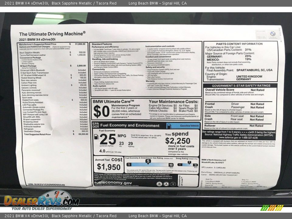 2021 BMW X4 xDrive30i Black Sapphire Metallic / Tacora Red Photo #17